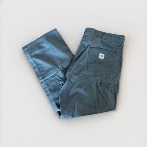 Carhartt Flame Resistant FR Canvas Pants Green CAT 2 Mens 40X30 Loose Fit FRB159